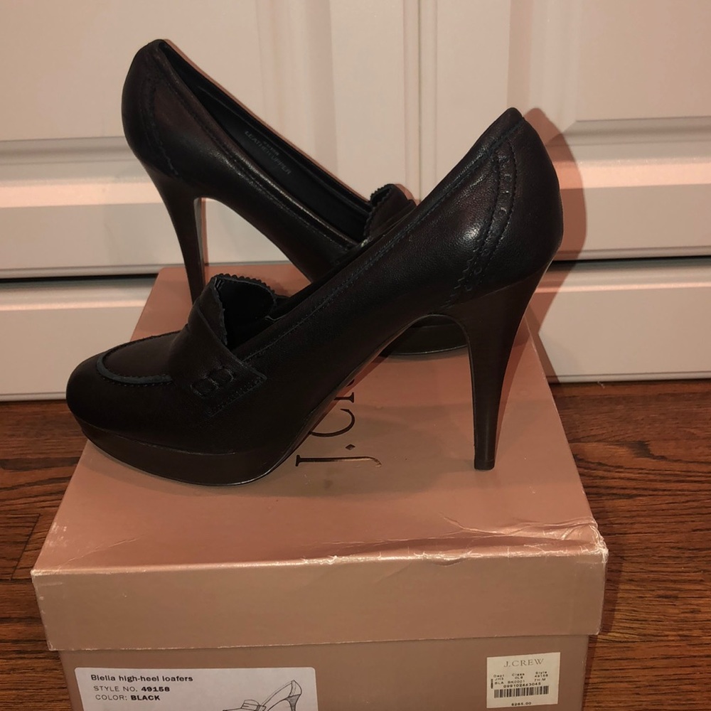 J crew platform oxford heels size 7.5 black